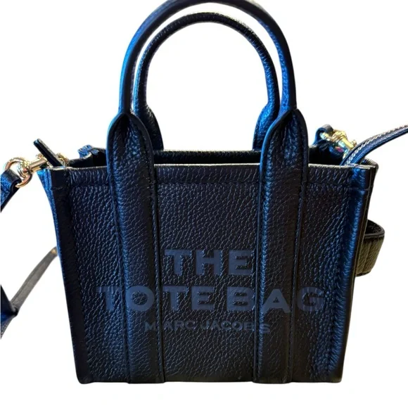 Marc Jacobs Black Leather The Tote Bag Crossbody Bag - Picture 3 of 15